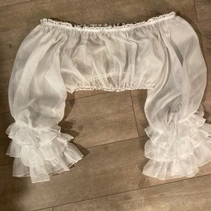 White ruffled crop top